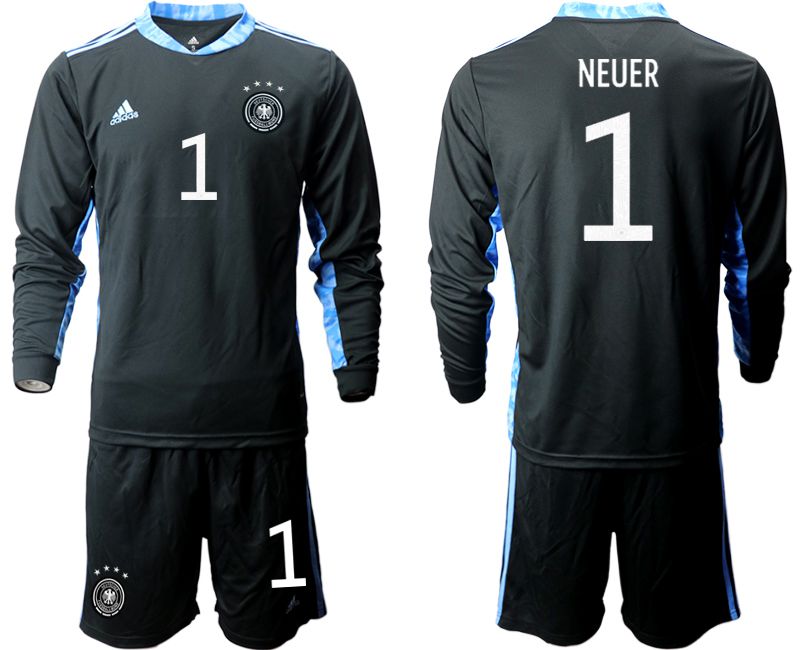 Men 2021 World Cup National Germany black long sleeve goalkeeper #1 Soccer Jerseys